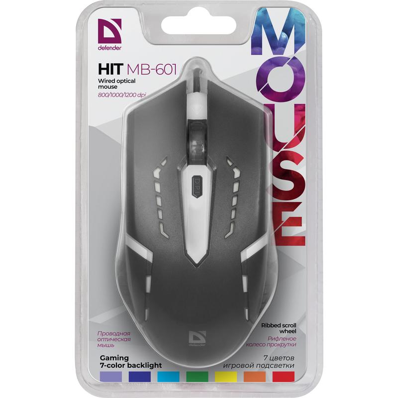 Thumbnail - Defender HIT MB-601 OPTIC LED 1200dpi 4P (Kabelgebunden), Maus, Schwarz