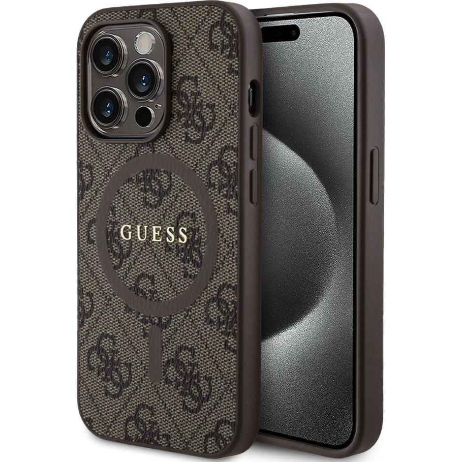 Guess GUHMP14LG4GFRW iPhone 14 Pro 6.1" brązowy/brown hardcase 4G Collection Leather Metal Logo MagS (Apple iPhone 14 Pr...