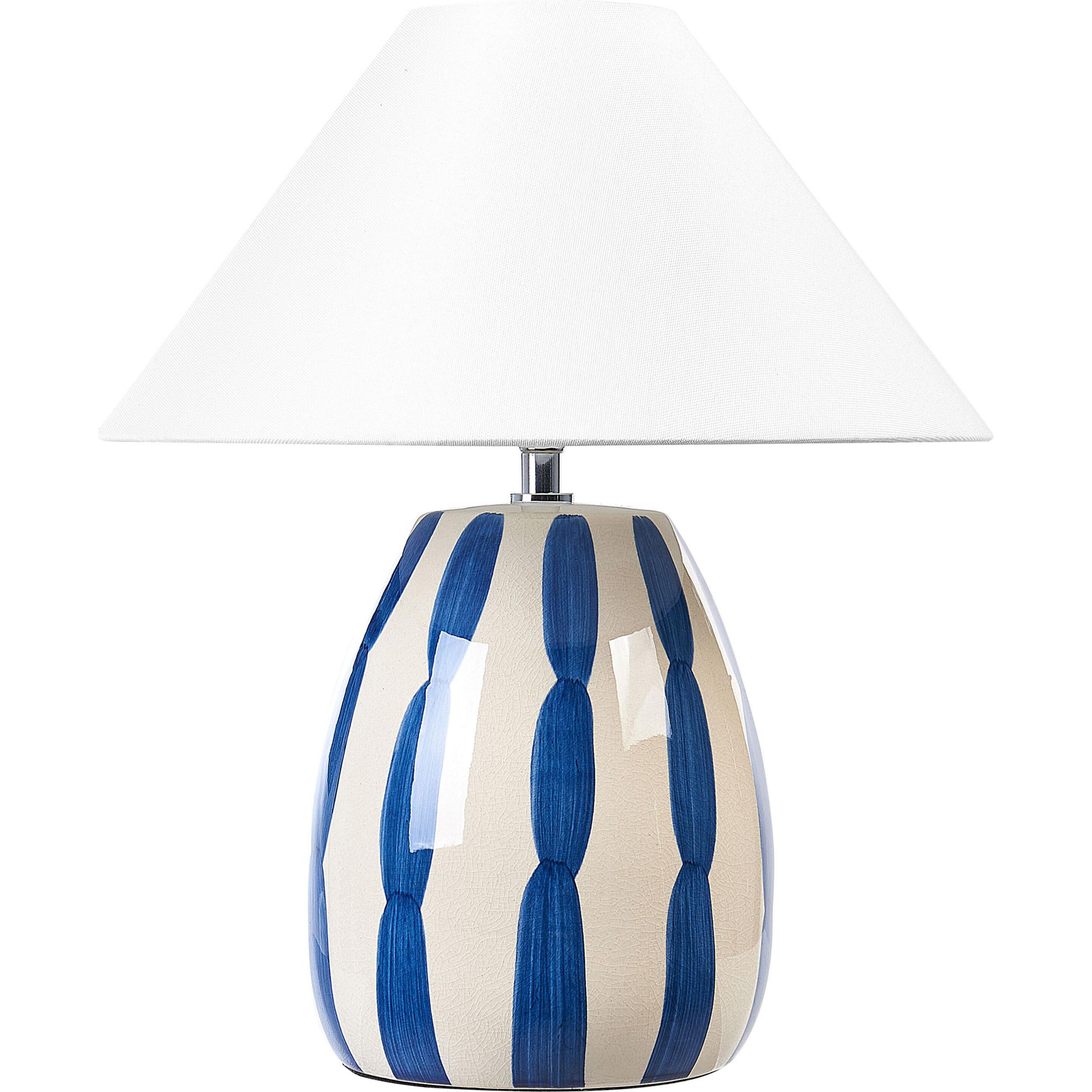 Beliani, Tischlampe, Tischlampe aus Keramik hellbeige/blau LUCHETTI