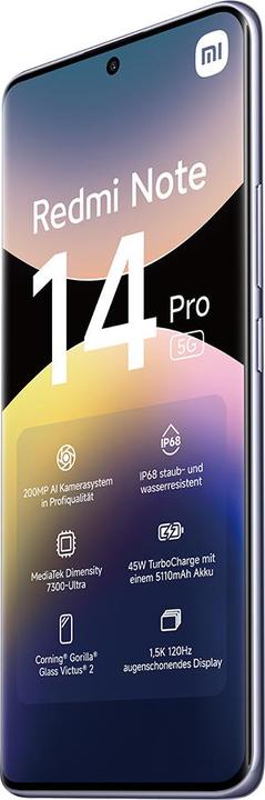Immagine prodotto Xiaomi Redmi Note 14 Pro 5G (512 GB, Lavender Purple, 6.67", Doppia SIM, 5G)