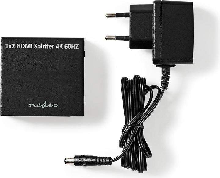 Produktbild Nedis VSPL3472AT. Video Porttyp: HDMI, Teilnehmerausgang: 2x HDMI. Produktfarbe: Schwarz, Gehäusematerial: