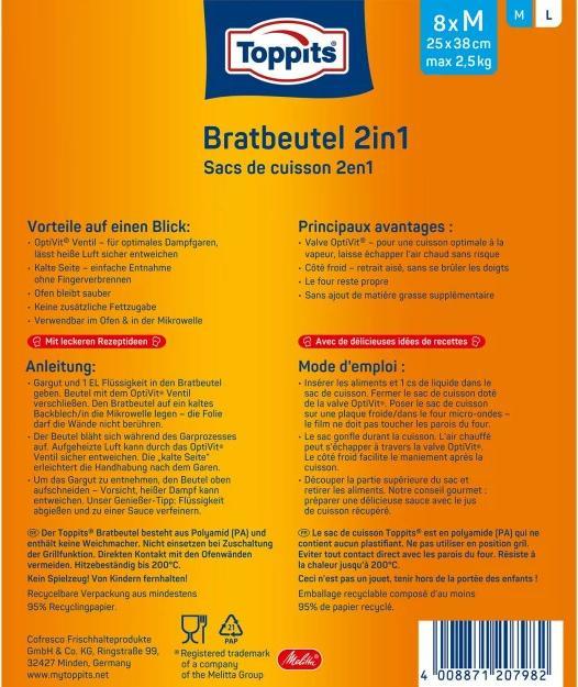 Produktbild Toppits Bratbeutel 2in2 (8x)