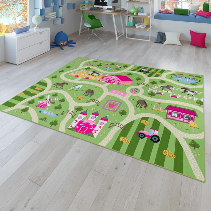 Produktbild TT Home Kinderzimmerteppich Teppich Junge Mädchen Kinderteppich Baby Rutschfest Strasse (220 x 160 cm)