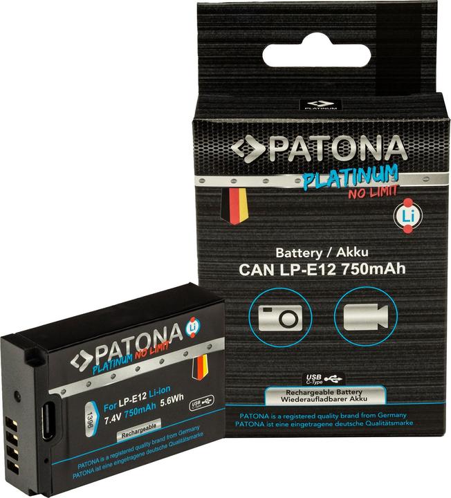 Actual product image Patona Platinum USB-C Canon LP-E12 (Camera battery)
