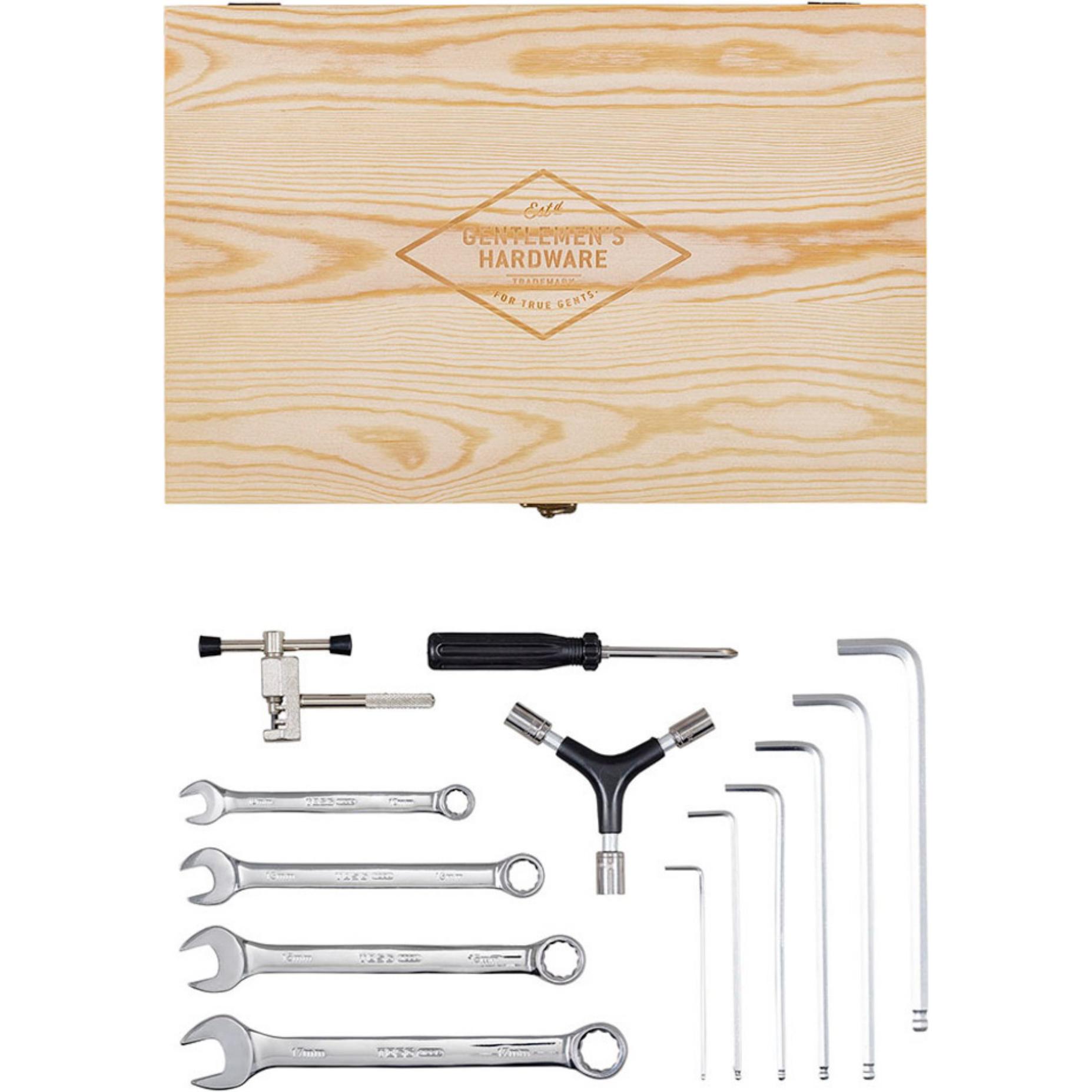 Gentlemen's Hardware, Multi-Tool, Bicycle Tool Kit in Wooden Box (17 Funktionen)