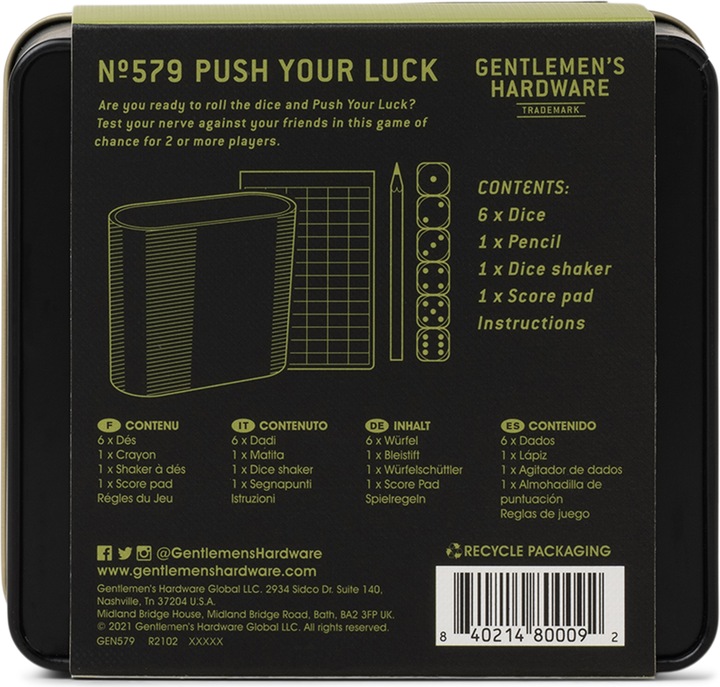 Produktbild Gentlemen's Hardware Push Your Luck (Spanisch, Deutsch, Französisch, Italienisch, Englisch)