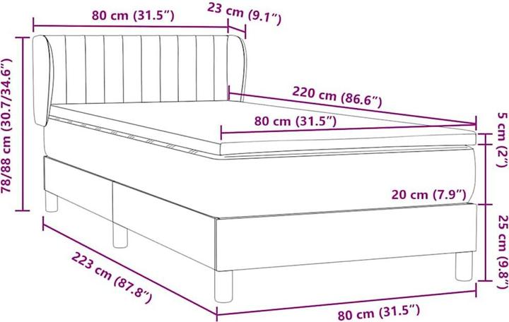 Produktbild vidaXL Boxspringbett (80 x 220 cm)