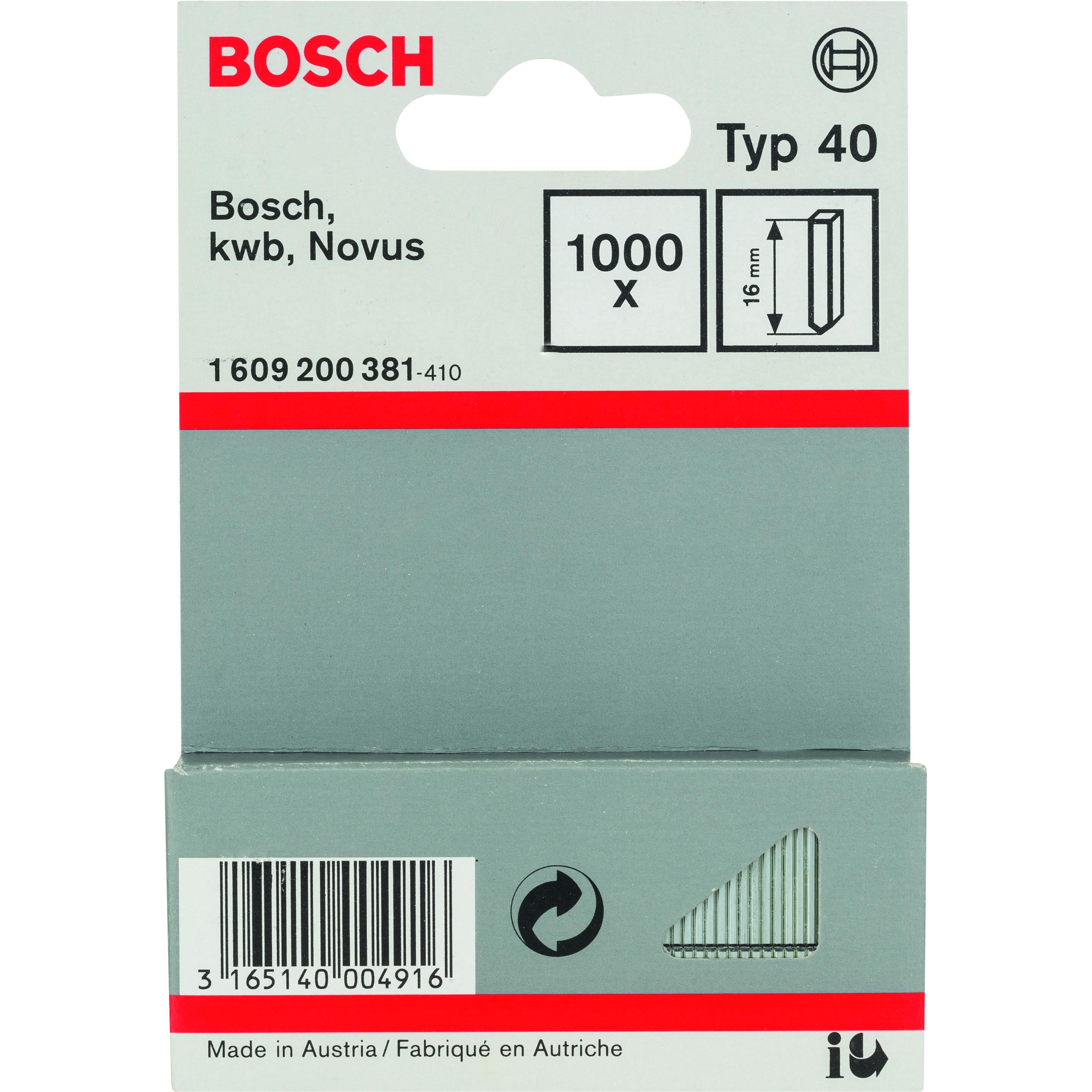 Thumbnail - Bosch Professional Zubehör, Tackerklammern + Tackernägel, Stift Typ 40, 16 mm