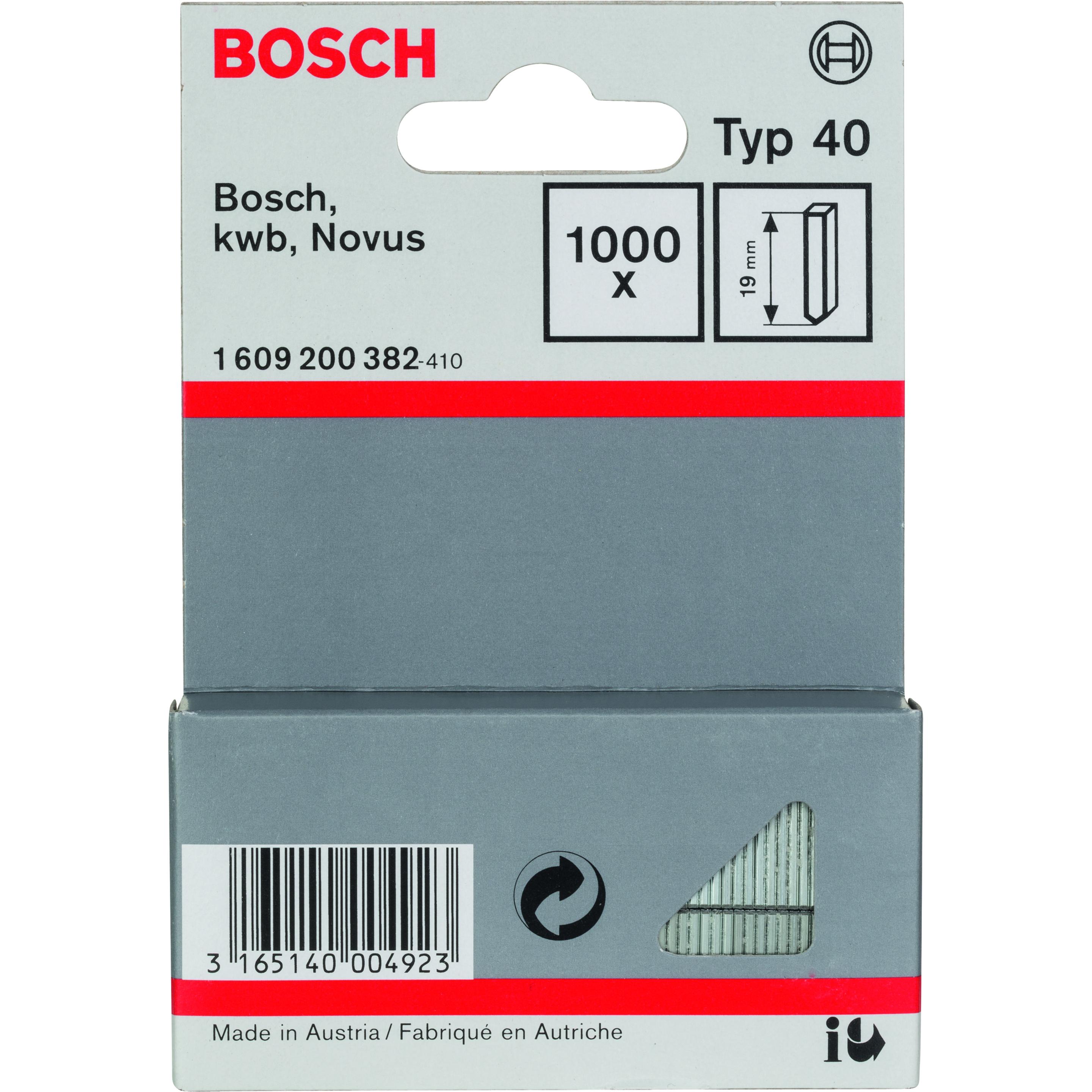 Thumbnail - Bosch Professional Zubehör, Tackerklammern + Tackernägel, Stift Typ 40, 19 mm