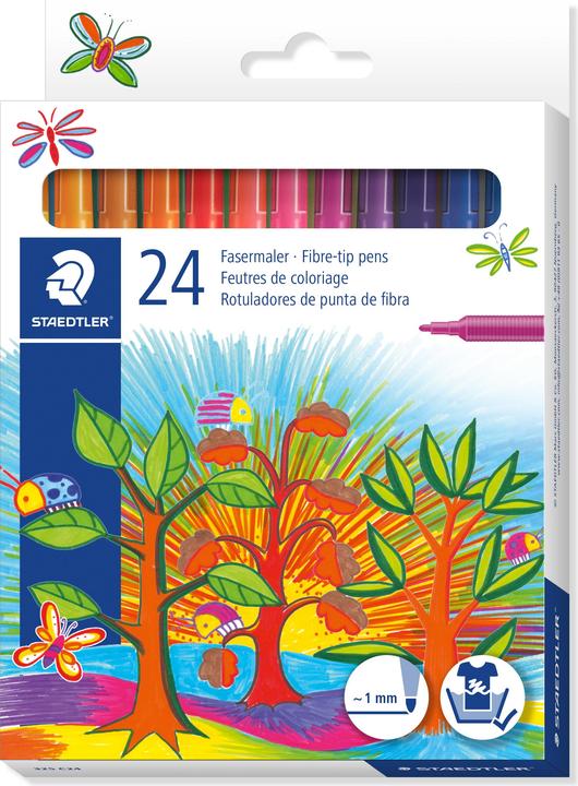 Actual product image Staedtler Noris Club fibre-tip pens, 24-piece cardboard box, lead thickness: 1.0 mm, round, easy to wash out (24 x)