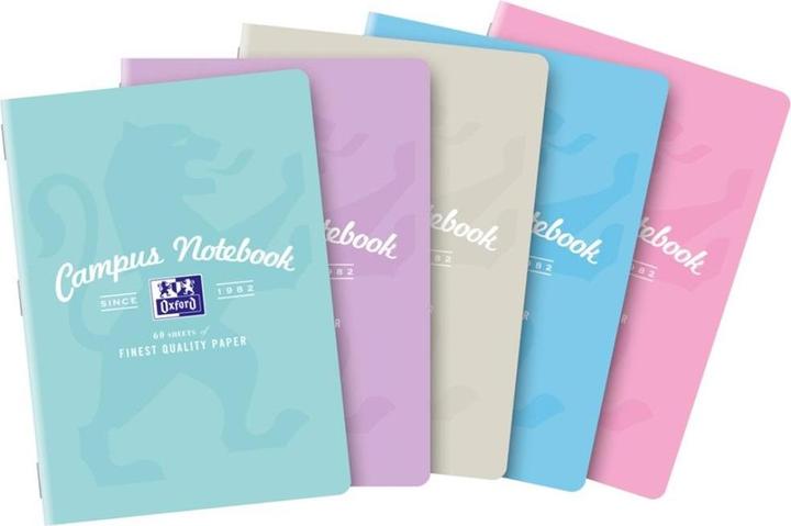 Actual product image Oxford Notebook A5/60K squared Campus Pastel (5pcs) (A5, Special ruling, Soft cover)