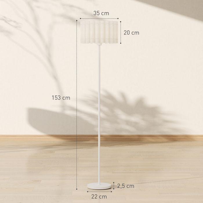 Produktbild Swisshandel24 Stehlampe im Retro-Stil, Kunststoff-Lampenschirm, Fussschalter, Metallstab, Weiss (E27)