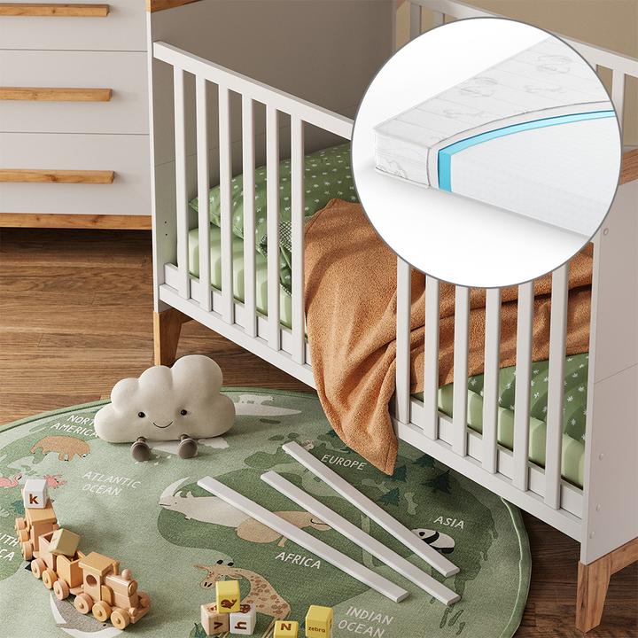Produktbild VitaliSpa Babybett Malia, Weiss/Artisan, 70x140 cm mit Matratze (70 x 140 cm)