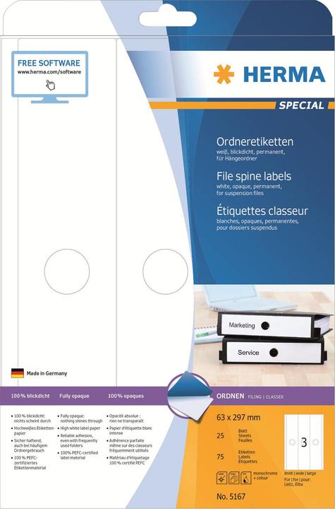 Actual product image HERMA A4 hanging file labels