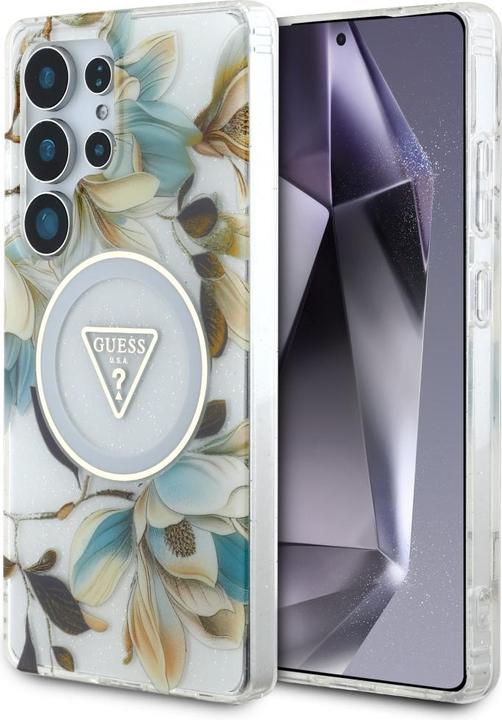 Produktbild Guess Etui Glitter Flowers Triangle Buttons MagSafe do Samsung Galaxy S25 Ultra biaÅy (Samsung Galaxy S25 Ultra)