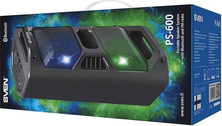Produktbild Sven Portable Speaker PS-600, black (50W, TWS, Bluetooth, FM, USB, Micro SD, LED display, 2x4000mA *