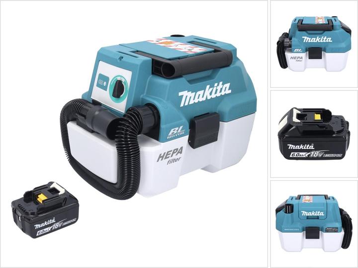 Image du produit Makita DVC 750 LG1 7,5l Aspirateur Souffleur sans fil LXT 67mbar 7,5l 18V Brushless + 1x Batterie (Aspirateur eau et poussière)