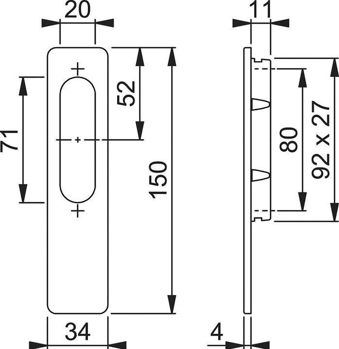 Actual product image Hoppe Lift and slide door OMEGA outside angular, aluminium silver anodised