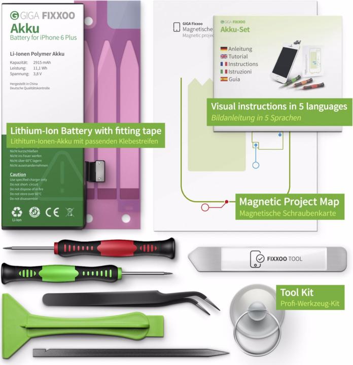 Produktbild Giga Fixxoo iPhone 6 Plus Akku Komplettset