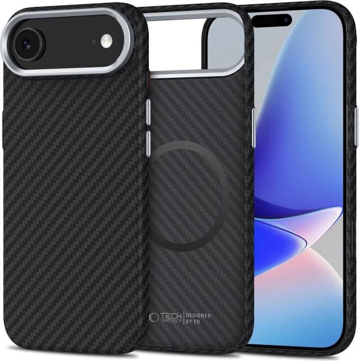 Image du produit Tech-Protect Ion Carbon MagSafe Case für iPhone 17 Air – Schwarz und Silber (Apple iPhone 17 Pro)
