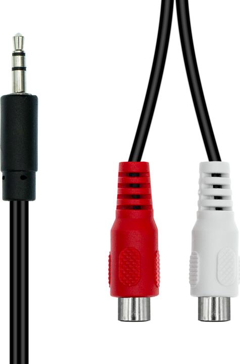Image du produit ProXtend Mini-Jack 3-Pin to 2 x RCA Cable M-F Black 20cm (0.20 m, Câbles Cinch)