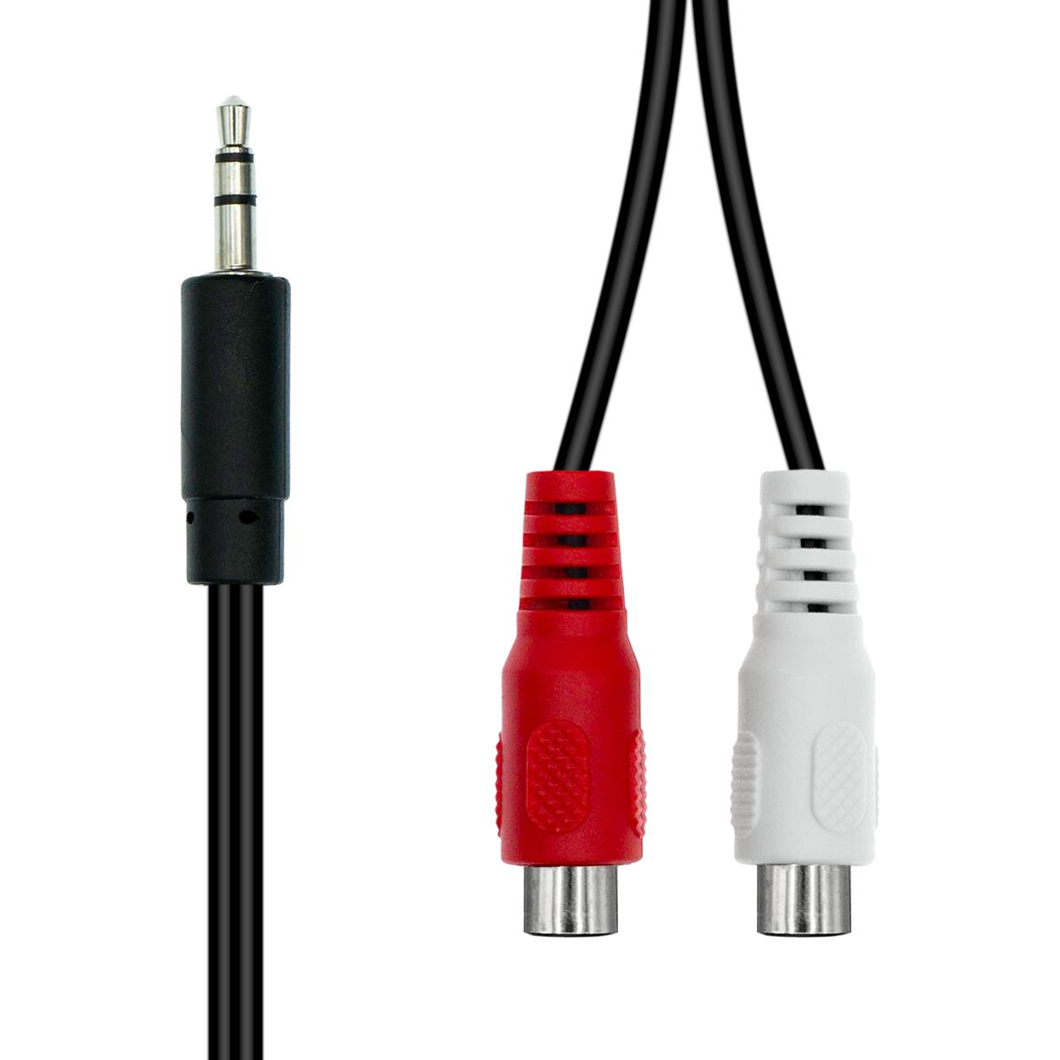 Thumbnail - ProXtend Mini-Jack 3-Pin to 2 x RCA Cable M-F Black 20cm (0.20 m), Audio Kabel