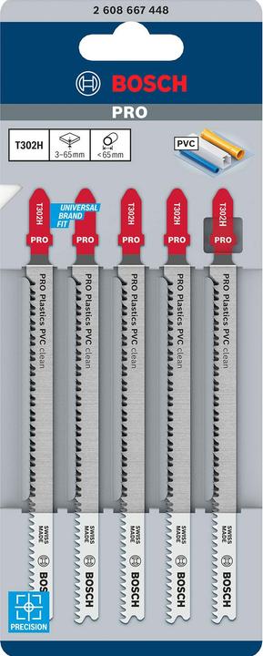 Actual product image Bosch Professional Zubehör PRO Plastics PVC clean T302H Jigsaw blade, 132 mm, 5 pcs.