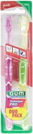 Actual product image GUM Technique Pro Duo Pack 2 Soft Toothbrushes - Purple and Green (Soft, 2 x)