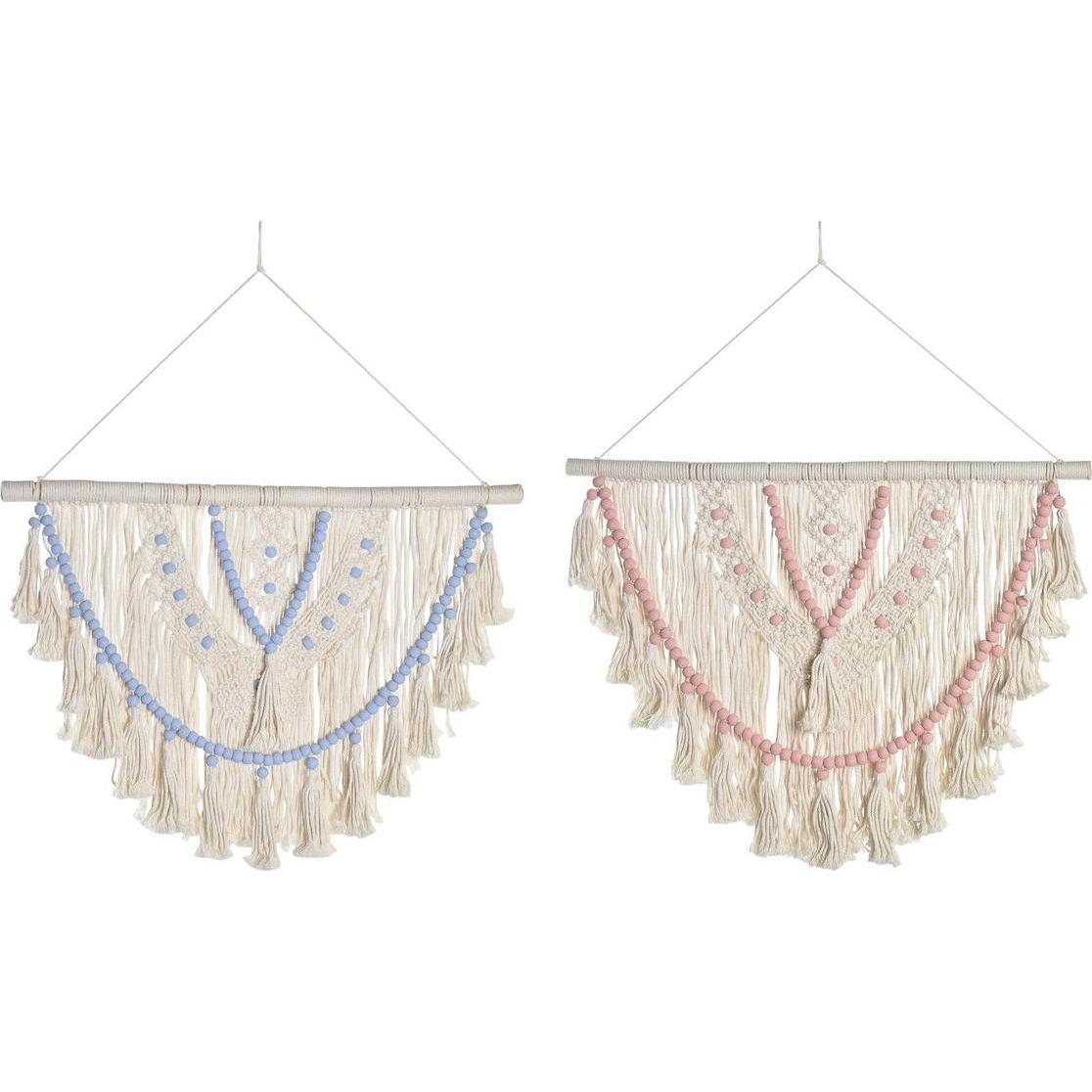 DKD Home Decor, Decorazione murale, Wall Decoration 70 x 3 x 85 cm Blue Pink Cream (2 Units)