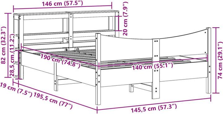 Image du produit vidaXL Bettrahmen (140 x 190 cm)
