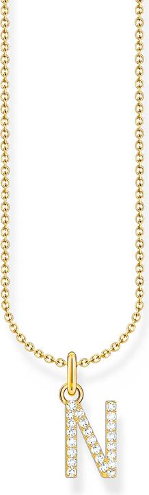 Immagine prodotto Thomas Sabo Catena con ciondolo a forma di lettera N placcato oro (Argento 925, 38 - 45 cm)