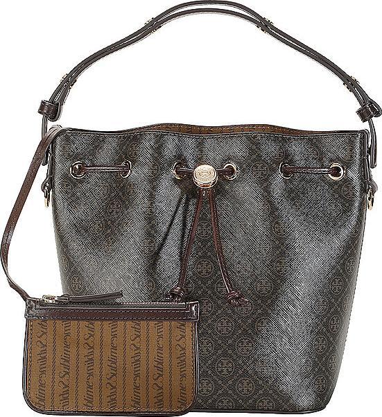 Actual product image Tory Burch monogram printed cotton bucket bag