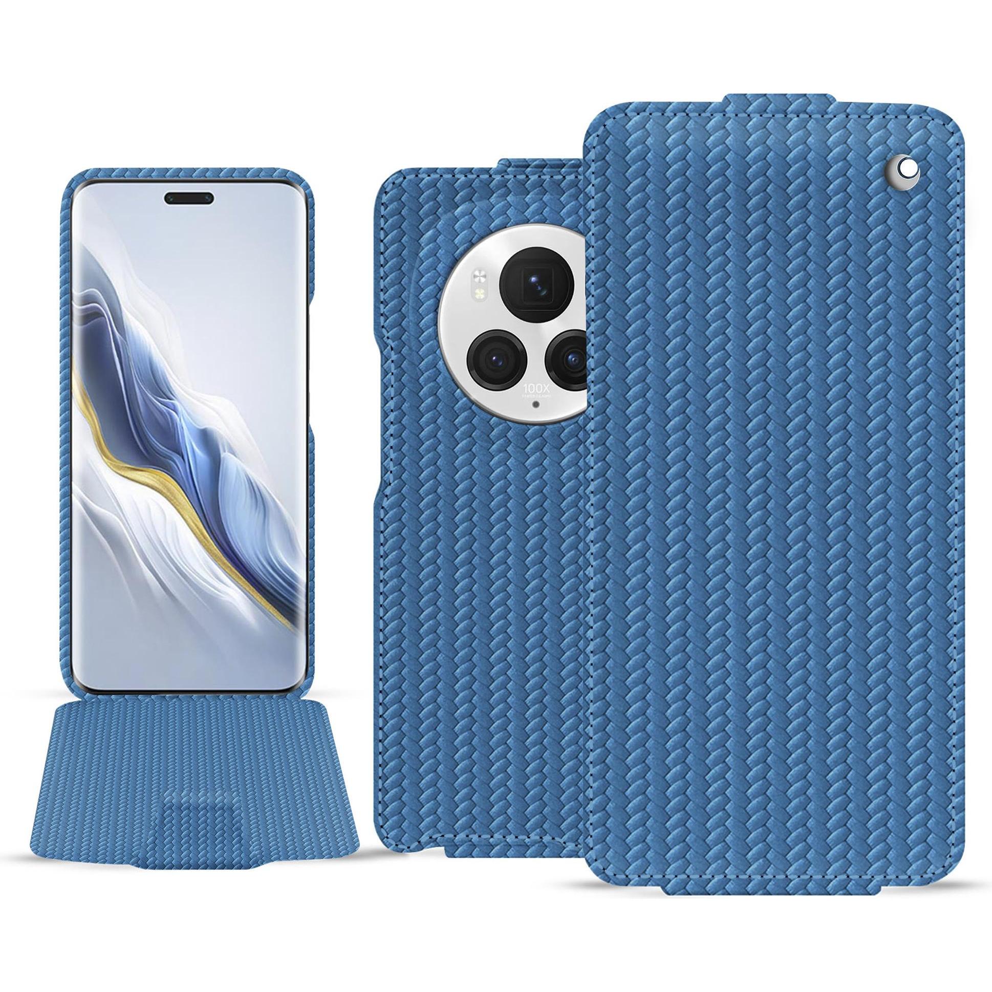 Noreve Lederschutzhülle vertikal (Honor Magic6 Pro), Smartphone Hülle, Blau