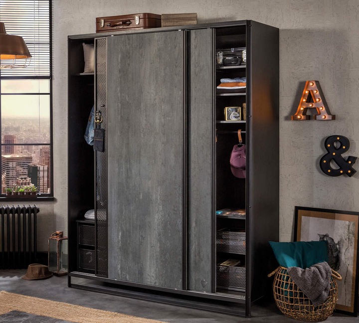 Immagine prodotto Cilek Armadio in metallo scuro con porte scorrevoli (162.80 cm)