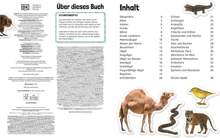Actual product image Sticker-Lexikon. Tiere (German, Eva Sixt, 2021)