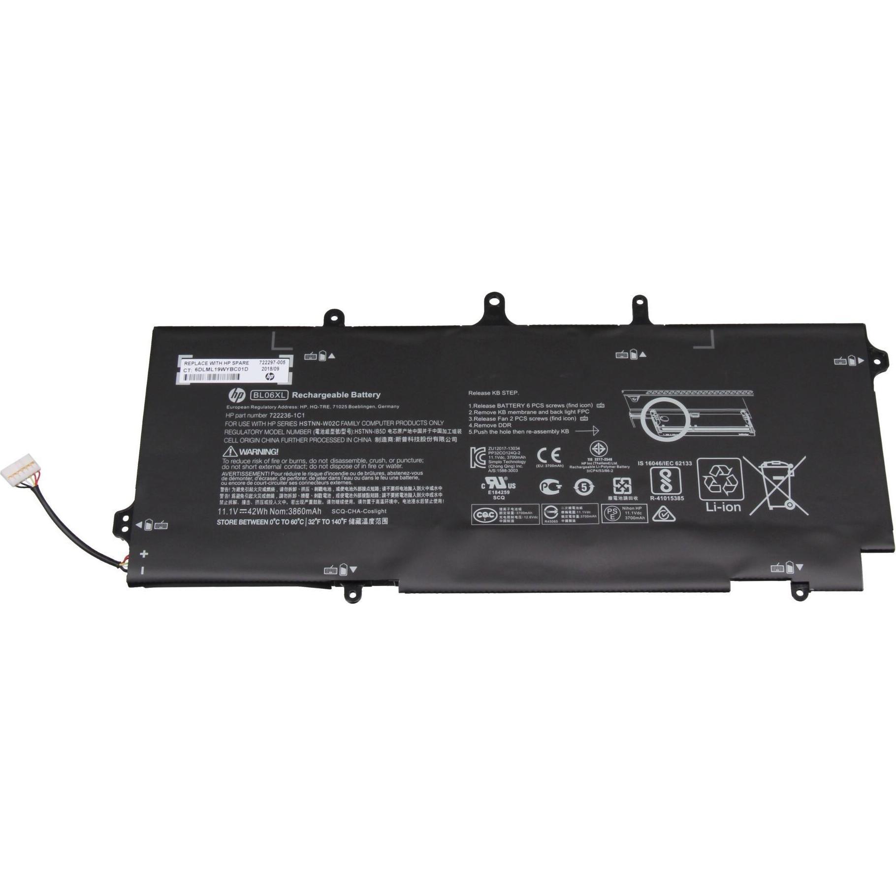 HP 722236-1C1 (6 Zellen, 3860 mAh), Notebook Akku
