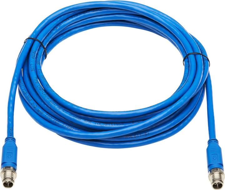 Actual product image Eaton M12 X-Code Cat6 1G UTP CMR-LP Ethernet Cable M/M IP68 PoE Blue 3m 9.8 ft. (UTP, CAT6, 3 m)
