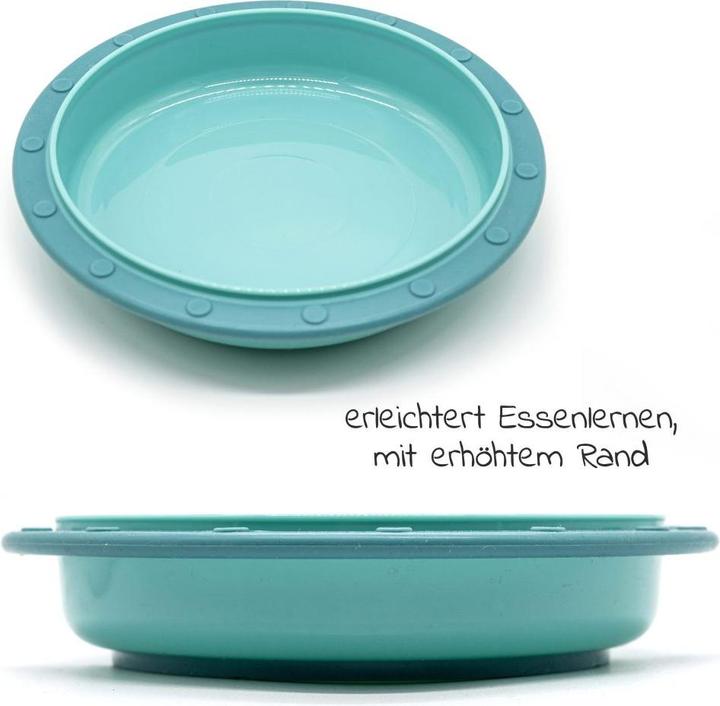 Produktbild MiaMia Kinderteller & Breischalen Babyteller zum Mitnehmen inkl. Besteck 2er Pack - Grün