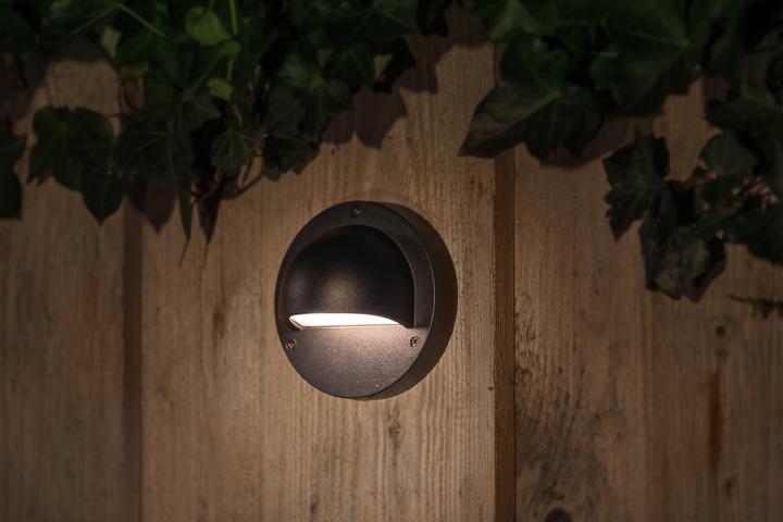 Actual product image Velleman - DEIMOS BLACK - WALL LIGHT - 12 V - 30 lm - 1 W - 3000/6000 K (30 lm, IP44)