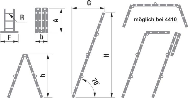 Produktbild Puag Gelenkleiter 4 x 4 Sprossen (Gerüst, 463 cm)