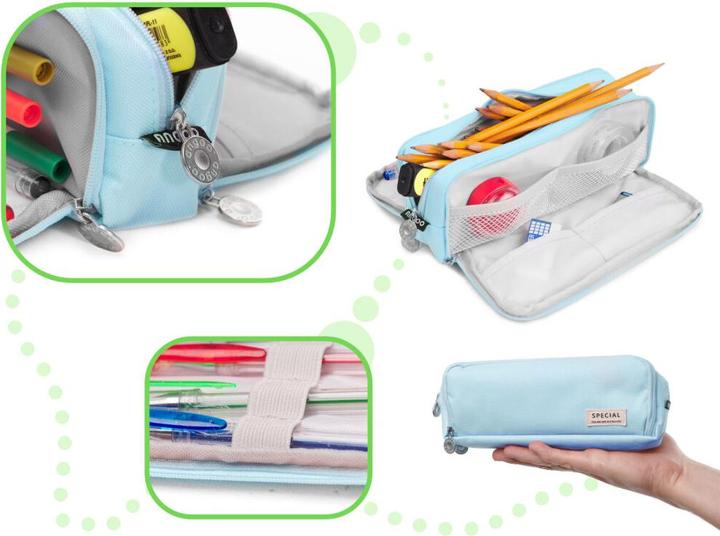 Productafbeelding Ikonka School driedubbele tas cosmeticatas 3in1 blauw