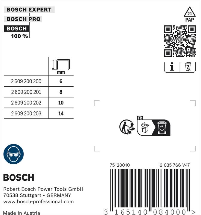 Produktbild Bosch Professional Zubehör Flachdrahtklammer Typ 51, 10 x 1 x 6 mm
