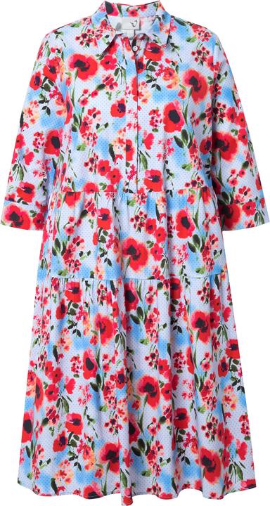 Produktbild Ulla Popken Hemdblusenkleid, Mohn, A-Linie, Hemdkragen, 3/4-Arm (42, 44)