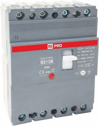 Produktbild RS PRO RS RS13N, Schutzschalter 4-polig, 100A / Abschaltvermögen 36 kA 690V 500 V