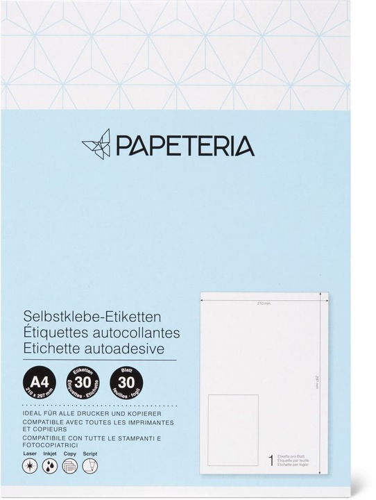 Image du produit Papeteria Etiquettes autocollantes 210x297mm blanc