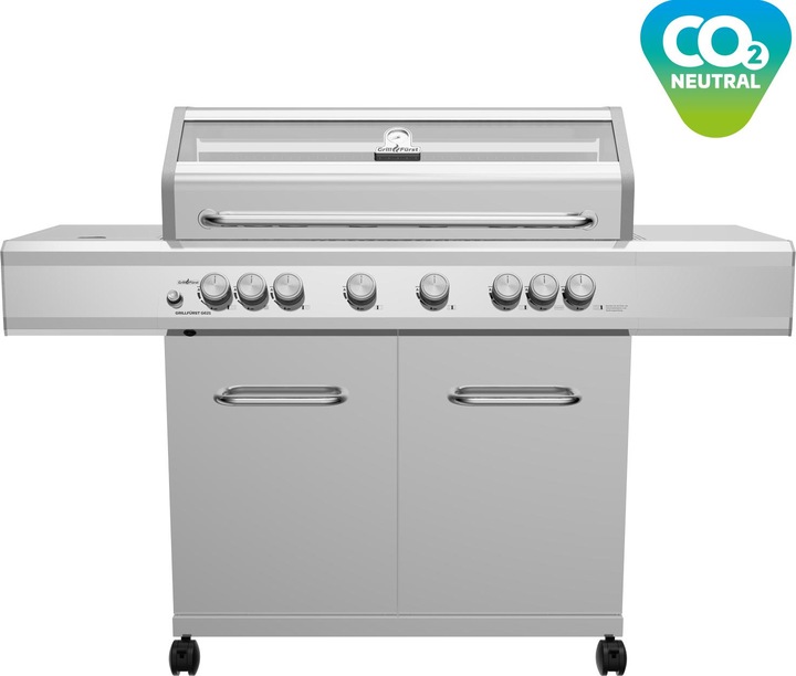 Produktbild Grillfürst G621G 6-Brenner Edelstahl-Gasgrill mit Hochtemperaturbrenner, Heckbrenner und Gusseisen R (21 kW)