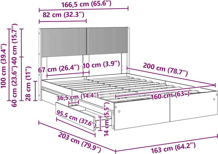 Produktbild vidaXL Bettrahmen (160 x 200 cm)