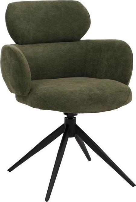 Immagine prodotto Mendler Esszimmerstuhl HWC-O77, drehbar Auto-Return, Stoff (310g/m²) Chenille Öko-Tex – olivgrün