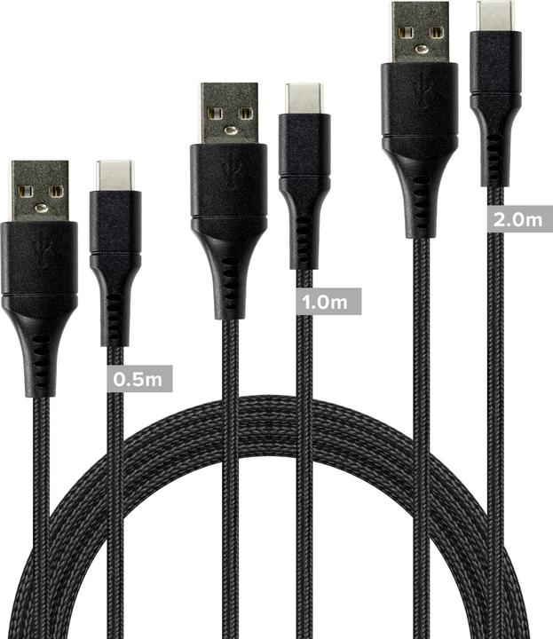 Speedlink USB-A to USB-C Cable Set, black (2 m, USB 2.0)