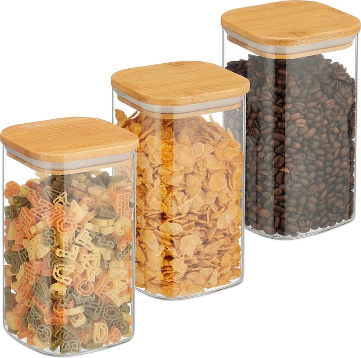 Immagine prodotto Relaxdays 3x barattolo di stoccaggio (1.20 l)